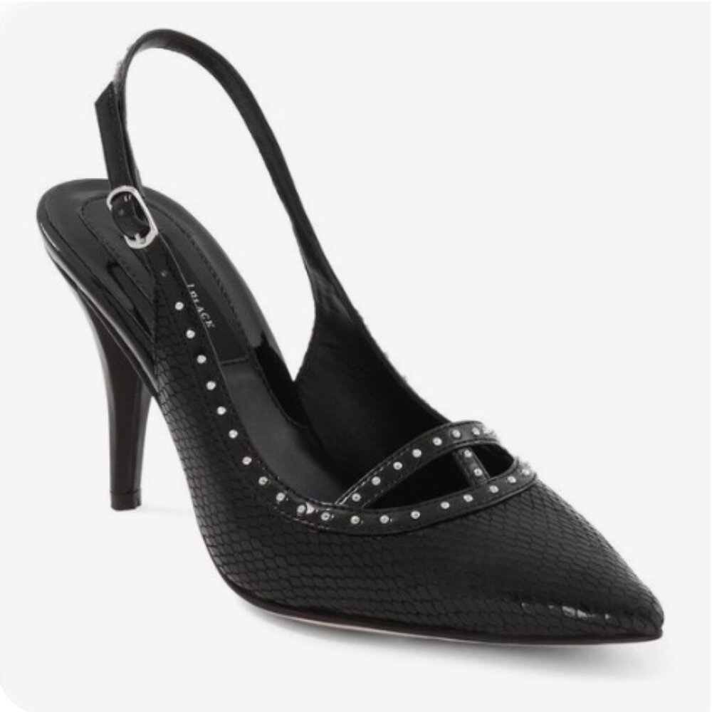 EUC White House Black Market Snake Stud Slingback Heels 8.5